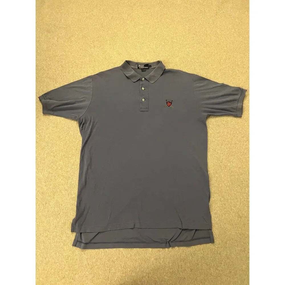 Polo Ralph Lauren Shirt Men's Large Gray Golf‎ Crest Logo Fine Cotton Polos